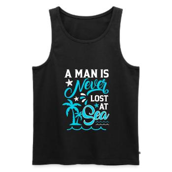 Un homme n’est jamais perdu dans la navigation - la voile - Débardeur bio Premium Homme - noir - Devant - Michal (187cm)