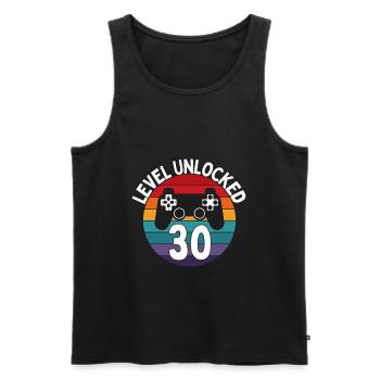 Niveau 30 Débloquer le jeu du 30e anniversaire - Débardeur bio Premium Homme - noir - Devant - Michal (187cm)