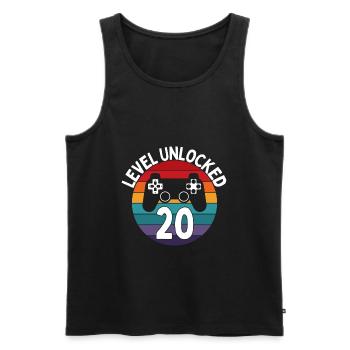 LEVEL 20 UNLOCK BIRTHDAY GAMING - Men's Premium Organic Tank Top - black - Front - AI Model Male 178 light (178cm)