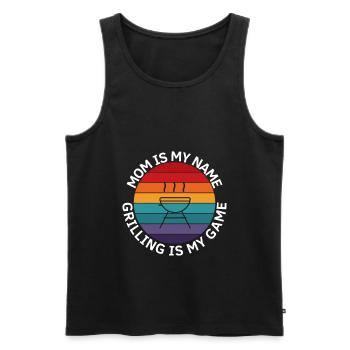 Mama Ist Mein Name Grilling Ist Mein Spiel - Männer Premium Bio Tank Top - Schwarz - Vorne - AI Model Male 178 light (178cm)