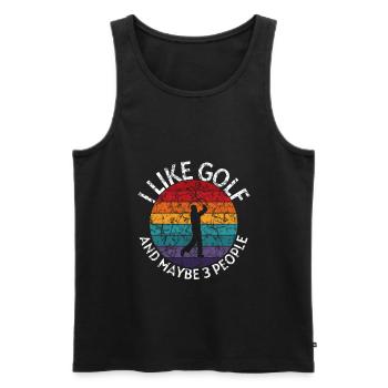 ICH MAG GOLF UND VIELLEICHT 3 PERSONEN GOLF - Männer Premium Bio Tank Top - Schwarz - Vorne - Michal (187cm)
