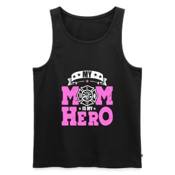 Ma mère est mon héros - Pompier - Débardeur bio Premium Homme - noir - Devant - Michal (187cm)