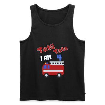 Tatü Tata Ich Bin 4 - Feuerwehrmann - Männer Premium Bio Tank Top - Schwarz - Vorne - AI Model Male 178 light (178cm)