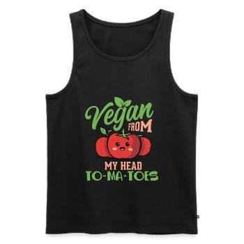 Végétalien Végétarien Dicton Tomates Vegan - Débardeur bio Premium Homme - noir - Devant - AI Model Male 178 light (178cm)