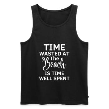 Time on the beach is well spent - Men's Premium Organic Tank Top - black - Front - AI Model Male 178 light (178cm)