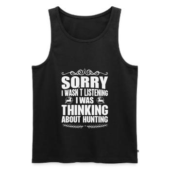 Funny hunter saying for hunting lovers - Men's Premium Organic Tank Top - black - Front - AI Model Male 178 light (178cm)