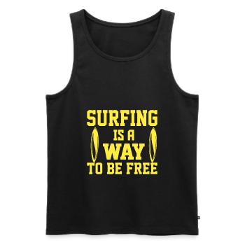 Surfen Ist Ein Weg, Um Frei Zu Sein - Surfen - Männer Premium Bio Tank Top - Schwarz - Vorne - Michal (187cm)