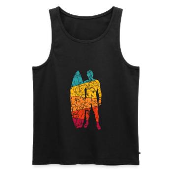 Retro Surfdesign - Surfer - Men's Premium Organic Tank Top - black - Front - AI Model Male 178 light (178cm)