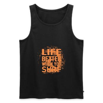 Das Leben Ist Besser Wenn Sie Surfen - Männer Premium Bio Tank Top - Schwarz - Vorne - Michal (187cm)