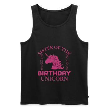 Schwester Des Geburtstagseinhorns - Männer Premium Bio Tank Top - Schwarz - Vorne - AI Model Male 178 light (178cm)