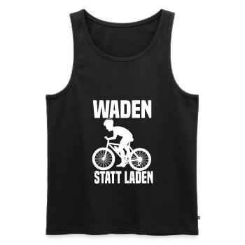 Waden Statt Laden Lustiger Fahrrad Spruch - Männer Premium Bio Tank Top - Schwarz - Vorne - Michal (187cm)