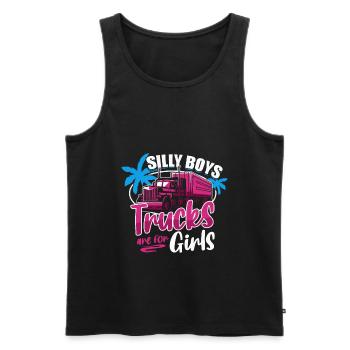 Silly Boys Trucks sont pour les filles - Trucker Girl - Débardeur bio Premium Homme - noir - Devant - Michal (187cm)