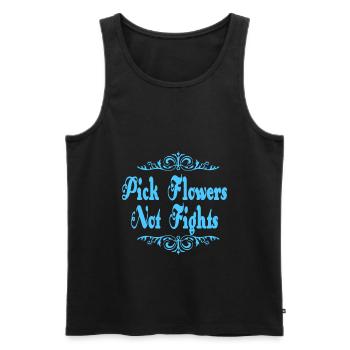 Pick Flowers Don't Fight - Men's Premium Organic Tank Top - black - Front - Michal (187cm)