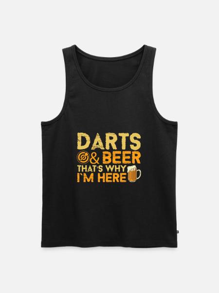 Dart og øl, det er derfor, jeg er her - Dart - Herre Premium økologisk tanktop - sort