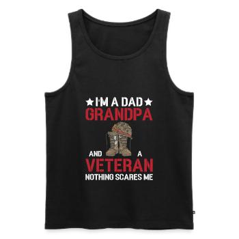 I am a father grandpa and a veteran - soldier - Men's Premium Organic Tank Top - black - Front - Michal (187cm)