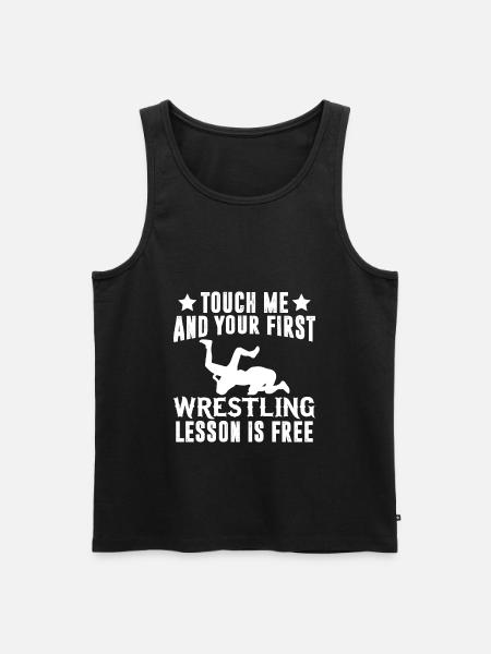 Touch Me and - Funny Wrestler - Men's Premium Organic Tank Top - black
