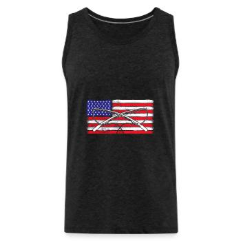 Canne à pêche Usa Flag - Débardeur bio Premium Homme - charbon - Devant - Alexander (188cm)