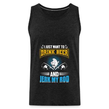 Poisson Bière Pêche Pêche Pêche - Débardeur bio Premium Homme - charbon - Devant - Alexander (188cm)