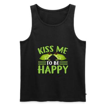 Küss Mich Um Glücklich Zu Sein - Frosch - Männer Premium Bio Tank Top - Schwarz - Vorne - AI Model Male 178 light (178cm)