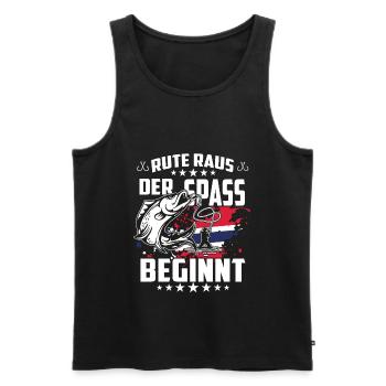 Rute raus der Spass beginnt - Männer Premium Bio Tank Top - Schwarz - Vorne - AI Model Male 178 light (178cm)