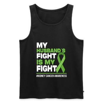 Mon combat de mari est mon combat - Cancer du rein - Débardeur bio Premium Homme - noir - Devant - Michal (187cm)