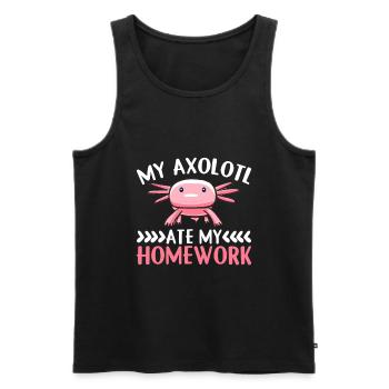 Mon Axolotl a mangé mes devoirs - Axolotl - Débardeur bio Premium Homme - noir - Devant - Michal (187cm)
