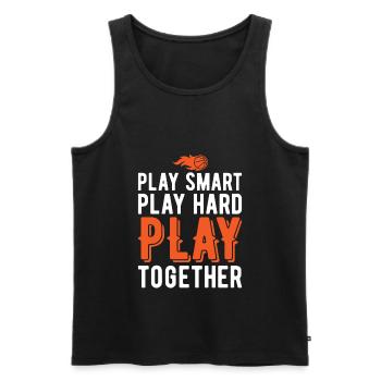 Play Smart Play Hard - Dicton basketball - Débardeur bio Premium Homme - noir - Devant - Michal (187cm)