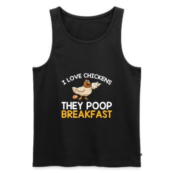 J’adore les poulets tu fais caca petit déjeuner drôle poulet - Débardeur bio Premium Homme - noir - Devant - Michal (187cm)