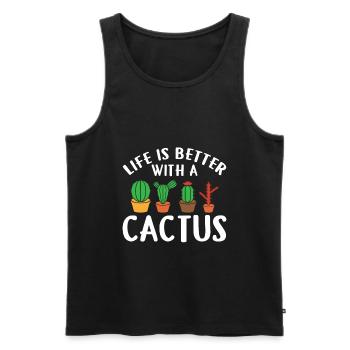 Das Leben Ist Besser Mit Einem Kaktus - Männer Premium Bio Tank Top - Schwarz - Vorne - AI Model Male 178 light (178cm)