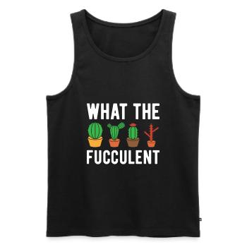 What The Fucculent - Funny Cactus - Men's Premium Organic Tank Top - black - Front - Michal (187cm)
