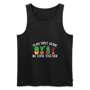 Team First Grade Wir Halten Zusammen - Schulkaktus - Männer Premium Bio Tank Top - Schwarz - Vorne - AI Model Male 178 light (178cm)