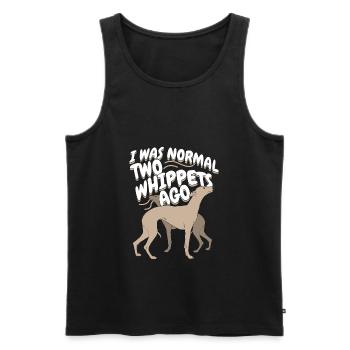 Deux whippets chien propriétaire de chien cadeau - Débardeur bio Premium Homme - noir - Devant - AI Model Male 178 light (178cm)