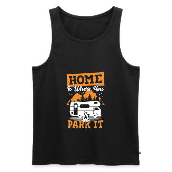 Motorhome Motorhome Camping Camper Gift - Men's Premium Organic Tank Top - black - Front - AI Model Male 178 light (178cm)
