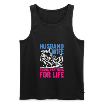 Ski Skifahrer Ehe Ehepaar Mann Frau Geschenk - Männer Premium Bio Tank Top - Schwarz - Vorne - Michal (187cm)