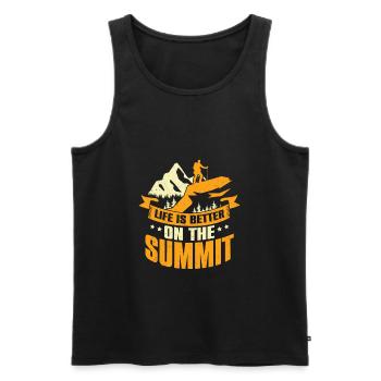 Gipfel Berg Besteigung Bergsteiger Geschenk - Männer Premium Bio Tank Top - Schwarz - Vorne - Michal (187cm)
