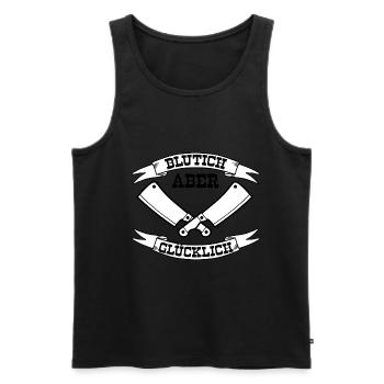Blutich aber Glücklich Metzger Fleischer - Männer Premium Bio Tank Top - Schwarz - Vorne - Michal (187cm)