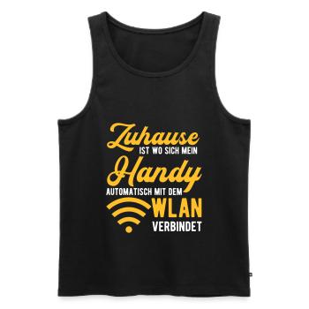 Zuhause ist wo mein Handy mit Wlan verbindet - Männer Premium Bio Tank Top - Schwarz - Vorne - Michal (187cm)
