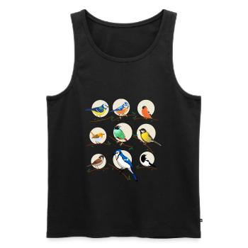 Gartenvögel, Vögel, Meisen, - Männer Premium Bio Tank Top - Schwarz - Vorne - AI Model Male 178 light (178cm)