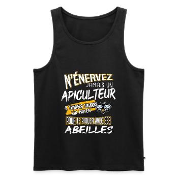 Apiculture idée cadeau apiculteur humour - Débardeur bio Premium Homme - noir - Devant - Michal (187cm)