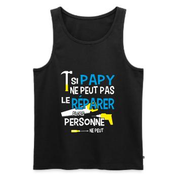 Papy bricoleur bricolage - Débardeur bio Premium Homme - noir - Devant - AI Model Male 178 light (178cm)