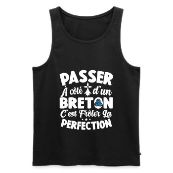Bretagne Frôler La Perfection Cadeau Breton Breizh - Débardeur bio Premium Homme - noir - Devant - Michal (187cm)