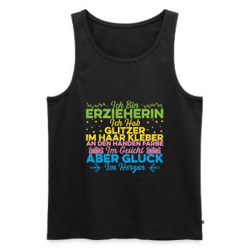 Ich bin Erzieherin im Kindergarten - Männer Premium Bio Tank Top - Schwarz - Vorne - Michal (187cm)