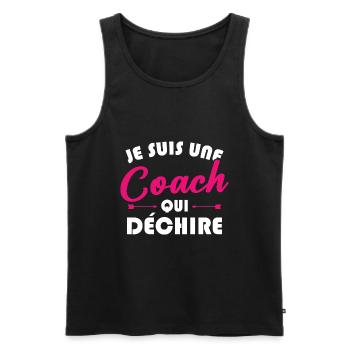 Je suis une coach qui déchire - Débardeur bio Premium Homme - noir - Devant - Michal (187cm)