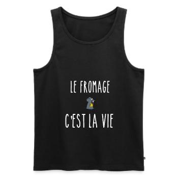 LE FROMAGE C EST LA VIE - FROMAGE - SOURIS - Débardeur bio Premium Homme - noir - Devant - AI Model Male 178 light (178cm)