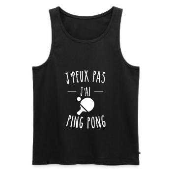 J'PEUX PAS J'AI PING PONG - Débardeur bio Premium Homme - noir - Devant - Michal (187cm)