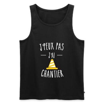 J'PEUX PAS J'AI CHANTIER - PLOT DE CHANTIER - Débardeur bio Premium Homme - noir - Devant - AI Model Male 178 light (178cm)