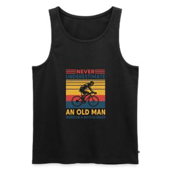 Never underestimate an old man on a bicycle - Men's Premium Organic Tank Top - black - Front - Michal (187cm)