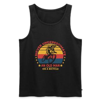 Never underestimate an old man on a bicycle - Men's Premium Organic Tank Top - black - Front - Michal (187cm)