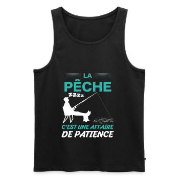 Pêche Patience Et Humour Pêcheur - Débardeur bio Premium Homme - noir - Devant - AI Model Male 178 light (178cm)