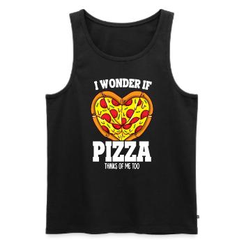 Lustig frage ich mich, ob Pizza auch an mich denkt Pizza-Fan - Männer Premium Bio Tank Top - Schwarz - Vorne - AI Model Male 178 light (178cm)